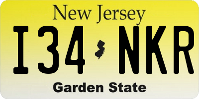 NJ license plate I34NKR