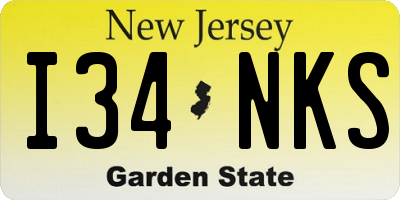 NJ license plate I34NKS