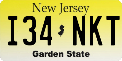 NJ license plate I34NKT