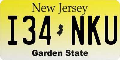 NJ license plate I34NKU