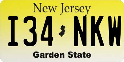 NJ license plate I34NKW