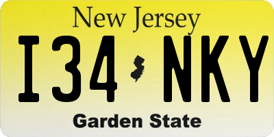 NJ license plate I34NKY