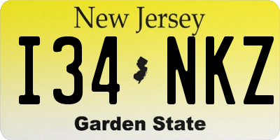 NJ license plate I34NKZ