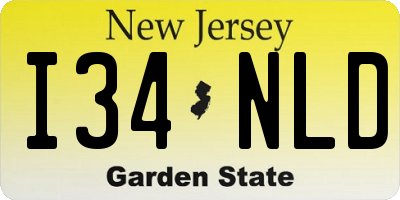 NJ license plate I34NLD