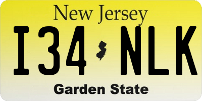NJ license plate I34NLK