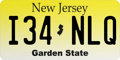 NJ license plate I34NLQ