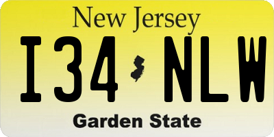 NJ license plate I34NLW
