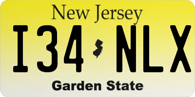 NJ license plate I34NLX