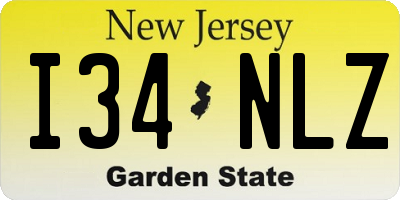 NJ license plate I34NLZ