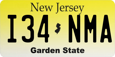 NJ license plate I34NMA