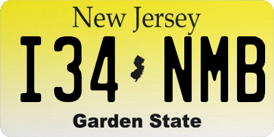 NJ license plate I34NMB