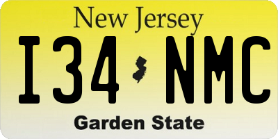 NJ license plate I34NMC