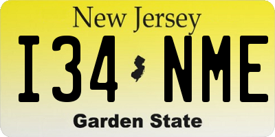 NJ license plate I34NME