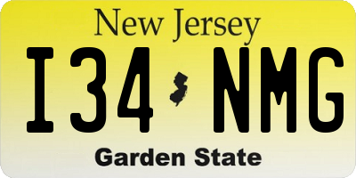 NJ license plate I34NMG