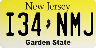 NJ license plate I34NMJ