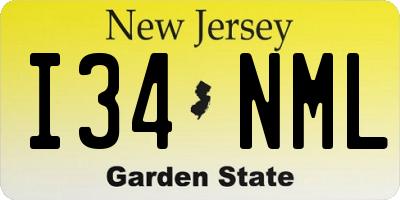 NJ license plate I34NML