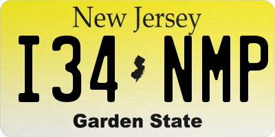 NJ license plate I34NMP