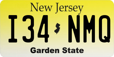 NJ license plate I34NMQ