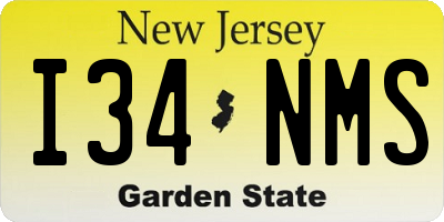 NJ license plate I34NMS