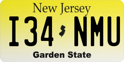 NJ license plate I34NMU