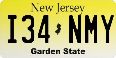 NJ license plate I34NMY