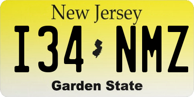 NJ license plate I34NMZ