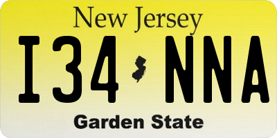 NJ license plate I34NNA