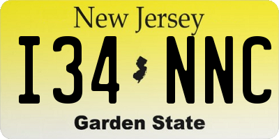 NJ license plate I34NNC