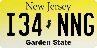 NJ license plate I34NNG