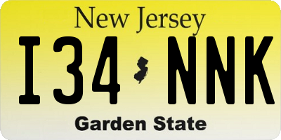 NJ license plate I34NNK