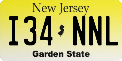 NJ license plate I34NNL