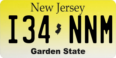 NJ license plate I34NNM