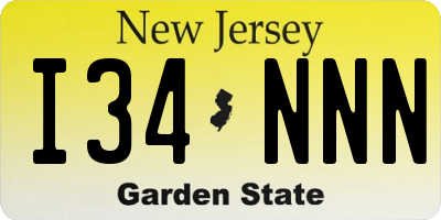 NJ license plate I34NNN