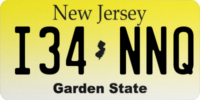 NJ license plate I34NNQ