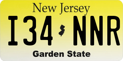 NJ license plate I34NNR
