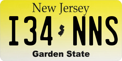 NJ license plate I34NNS