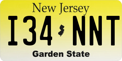 NJ license plate I34NNT