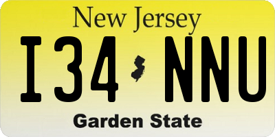 NJ license plate I34NNU
