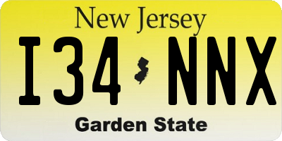 NJ license plate I34NNX