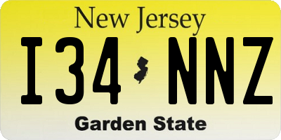 NJ license plate I34NNZ