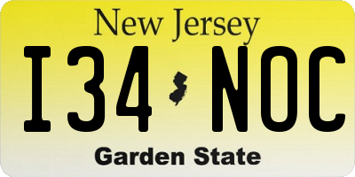 NJ license plate I34NOC