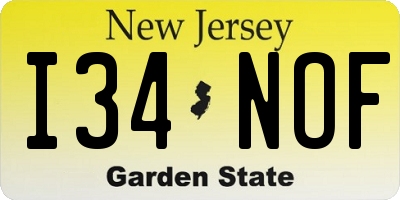 NJ license plate I34NOF