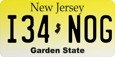 NJ license plate I34NOG