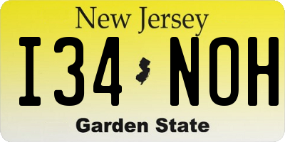 NJ license plate I34NOH