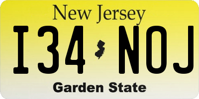 NJ license plate I34NOJ