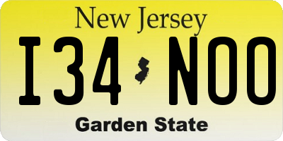 NJ license plate I34NOO