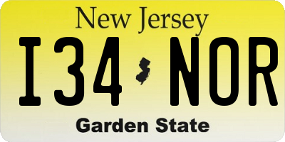 NJ license plate I34NOR