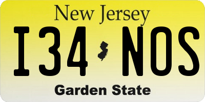 NJ license plate I34NOS