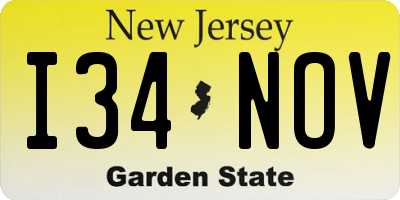 NJ license plate I34NOV