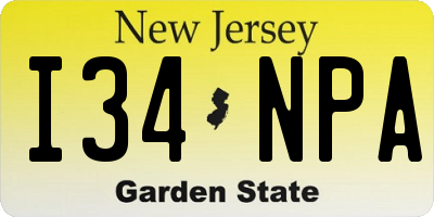 NJ license plate I34NPA
